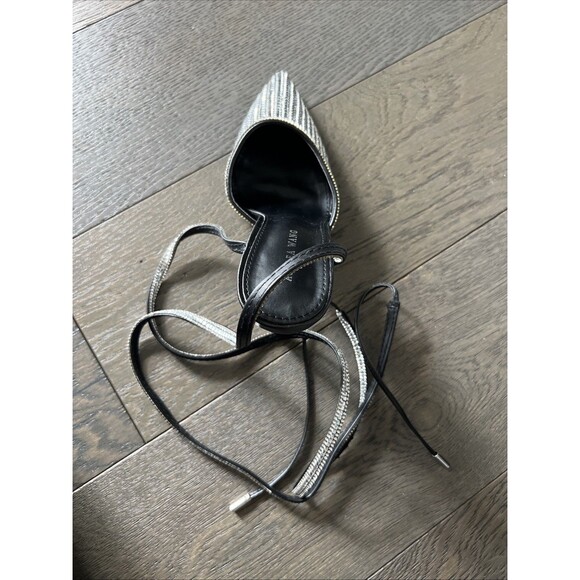 Azalea Wang Black Embellished Slingback Pump Calf Strap Riss-black Size 8 - Picture 8 of 8